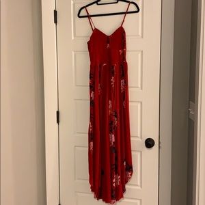 Red long free people dress